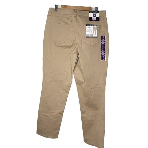 Bandolino Womens Amy Pants Modern Straight Leg Tan Tummy Slimming Comfort Sz 16 - Picture 2 of 13